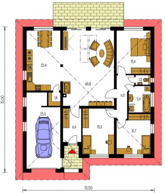 Mirror image | Floor plan of ground floor - BUNGALOW 120